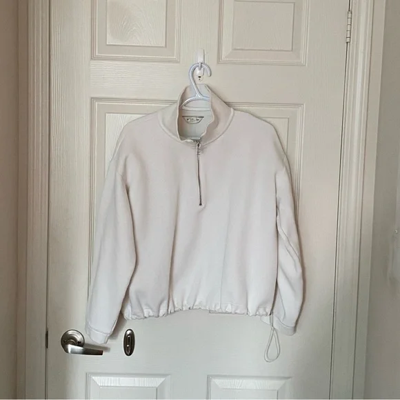 Club Monaco Funnel Neck Sweatshirt in Egret - Picture 14 of 15